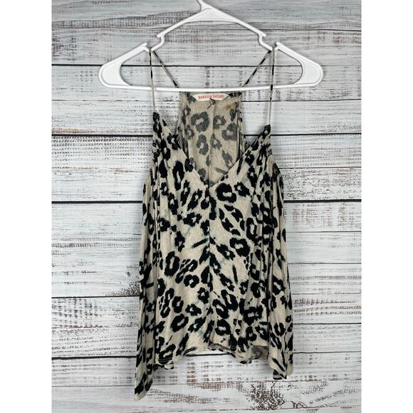 Rebecca Taylor Medium Leopard Print Tank Top Flowy Strappy Soft Boho Mob Wife - Picture 2 of 6